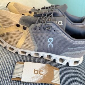 On Running Shoes in Tan and Gray